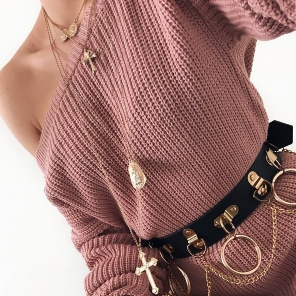 Pink Off Shoulder Sweater - Picture 3 of 5